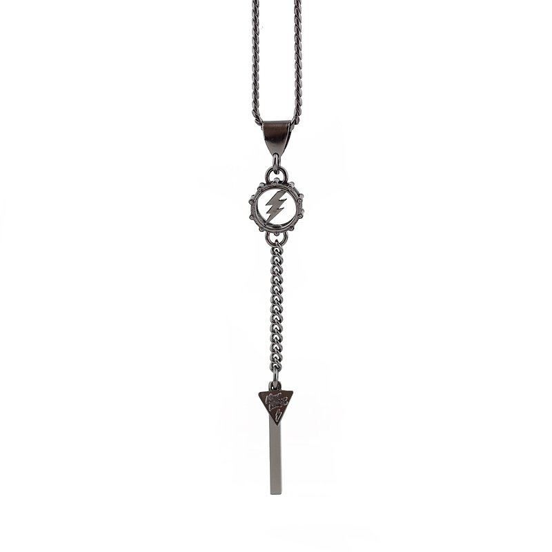 Drum & stick necklace - Necklaces - Other Metals Black