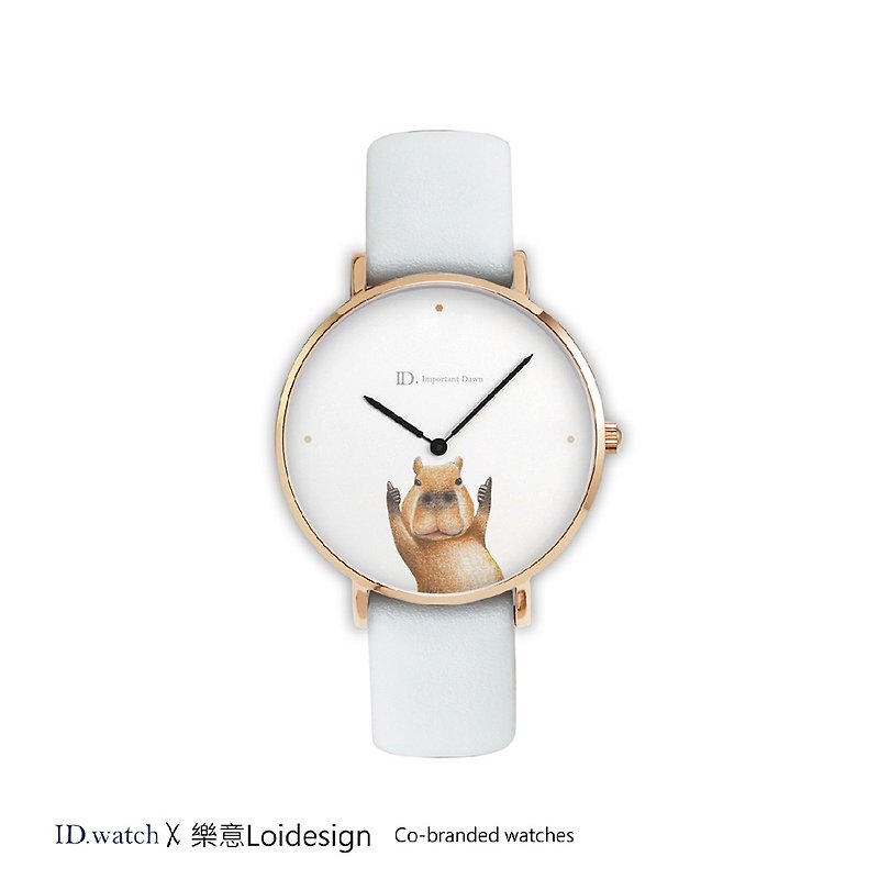 共同ブランドのイラスト時計 - 動物は素晴らしいです - 腕時計 - 革 ホワイト
