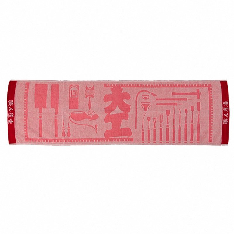 日本職人道樂 赤色長手拭巾-大工/左官 - 手帕 - 棉．麻 紅色