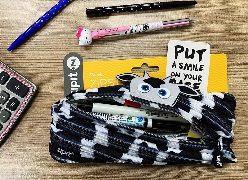 Zipit Pencil Case Series-Cute Spotted Cattle - Pencil Cases - Polyester Black