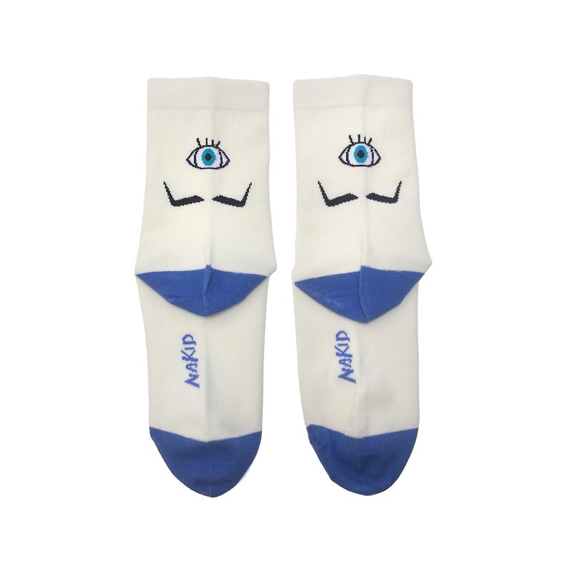 ◤ eyed Alice Hu M ◤ NAKID SOCKS_ _ socks socks socks _ _ _ Christmas gift exchange - ถุงเท้า - ผ้าฝ้าย/ผ้าลินิน ขาว