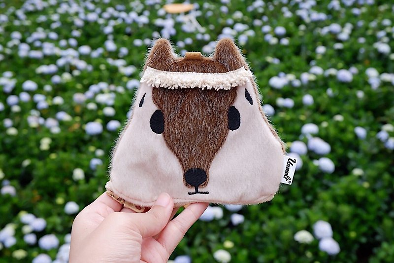 Squirrel female multi-functional animal pouch  / card holder&key keeper squirre - Wallets - Polyester Khaki