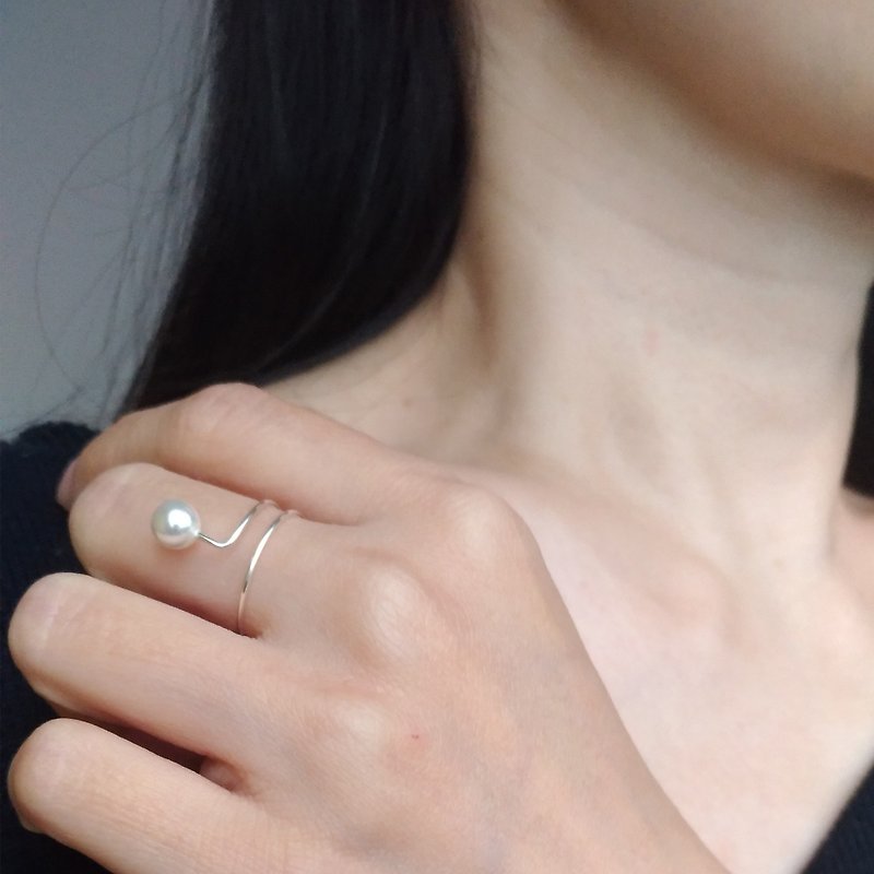 唯一-施華洛世奇珍珠 純銀戒指 - 戒指 - 寶石 白色