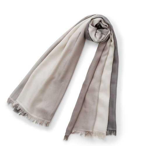 MOTHERHOUSE 三色細緻絲質圍巾-銀灰色