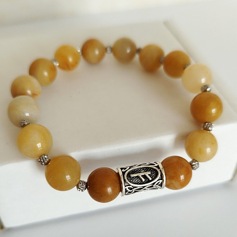 Jewelry Bracelet made of semi-precious aventurine Stone Runic Amulet - 手鍊/手環 - 半寶石 多色