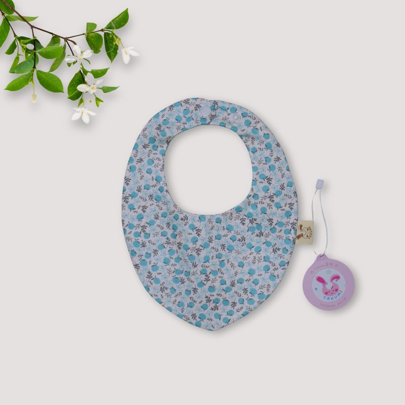 Double-sided bib pocket leaf pocket - small fruit blue - ผ้ากันเปื้อน - ผ้าฝ้าย/ผ้าลินิน สีน้ำเงิน