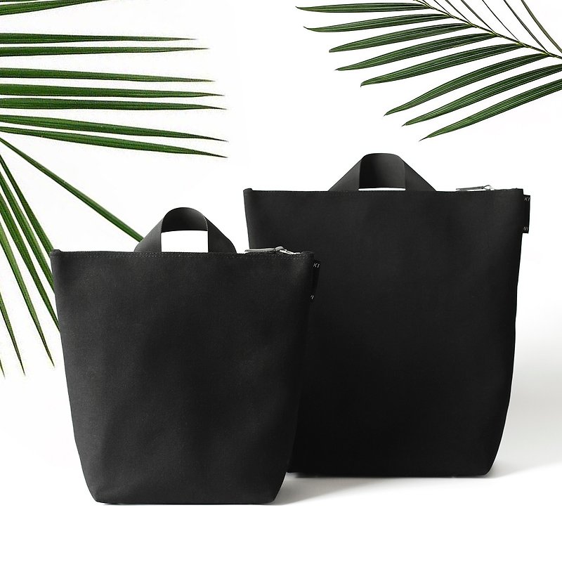 Couple canvas shoulder bag M+L value blessing bag / dual-use backpack / student bag / Valentine's Day gift - กระเป๋าเป้สะพายหลัง - ผ้าฝ้าย/ผ้าลินิน สีดำ
