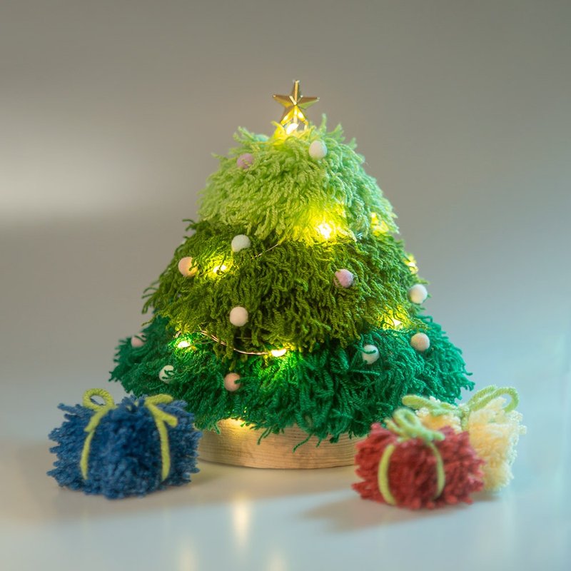 手作毛球聖誕樹 DIY 材料包 暖暖聖誕樹 - 編織/刺繡/羊毛氈/縫紉 - 棉．麻 