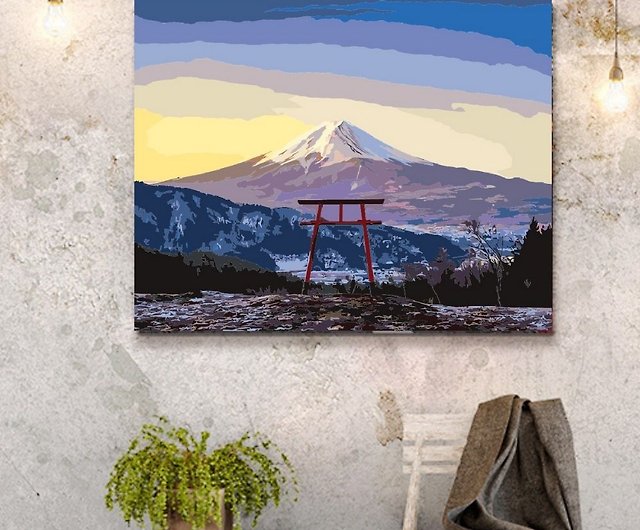 富士山鳥居クリエイティブデジタル油絵【風景画】 - ショップ manto