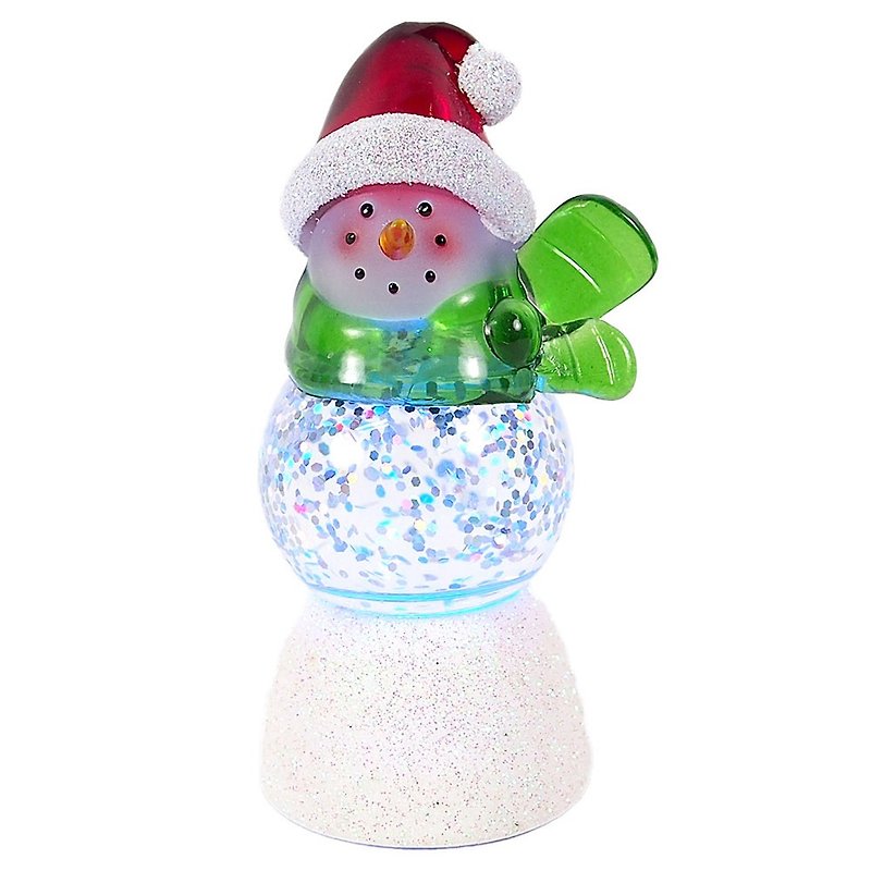 Mini LED Light Snowball - Green Scarf Snowman [Hallmark - Gift Christmas Series] - Lighting - Glass Multicolor