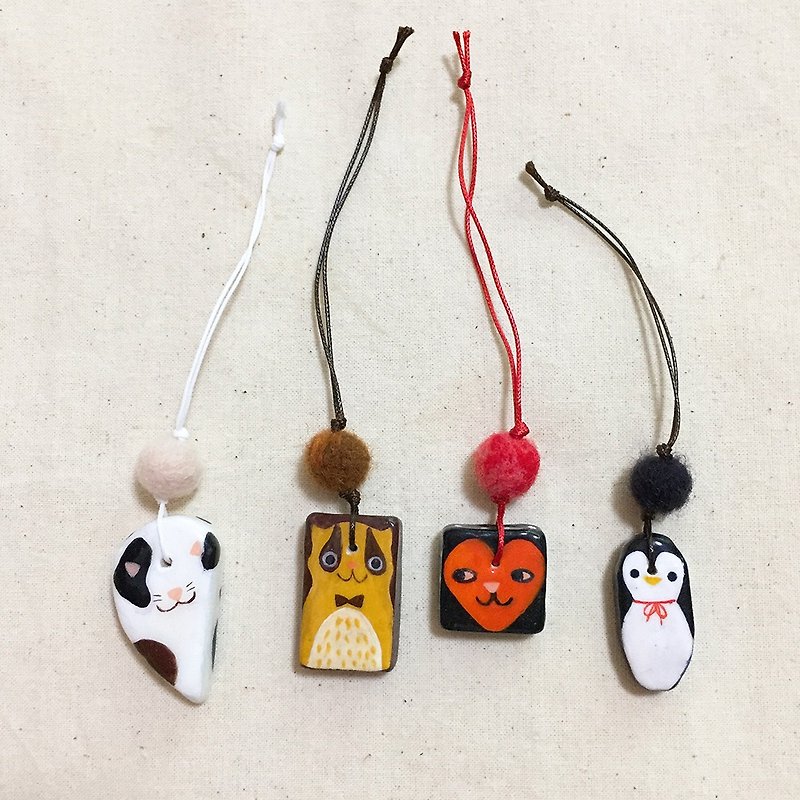 Original cute hand-painted key chain pendant ornament hand-made hand gift gift clay wool blanket ornament animal exclusive chain - Other - Clay 