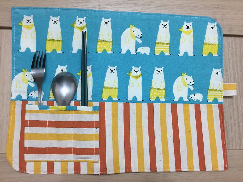 環保樂活餐墊-大白熊陪你吃午餐 - 餐桌布/桌巾/餐墊 - 棉．麻 藍色