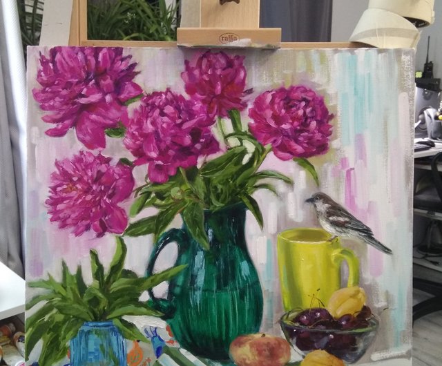 夏, 油絵,花束 夏, 油絵,花束