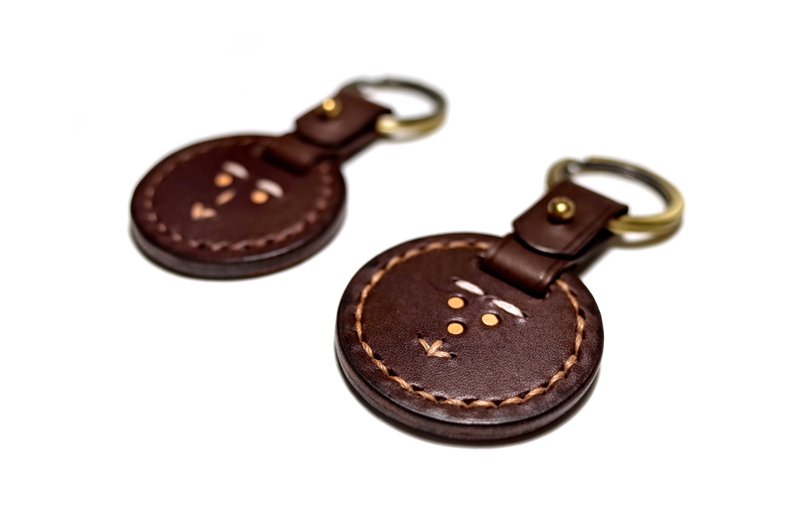 Cookie key ring / Italian Vegetable tan - Keychains - Genuine Leather Brown