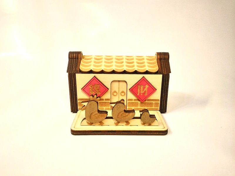 Caiwangyuan Miao Cats and Dogs Ancient Home-Mobile Phone Holder/Business Card Holder/Storage Box - กล่องเก็บของ - ไม้ 
