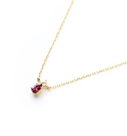 raspia K18 マラヤガーネット&ダイヤモンドのネックレス ~Ello Lilas~ 1月誕生石