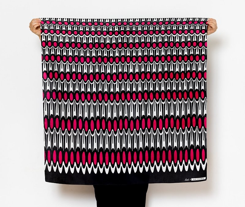 Ruffle Furoshiki Scarf - ผ้าพันคอ - ผ้าฝ้าย/ผ้าลินิน สีม่วง