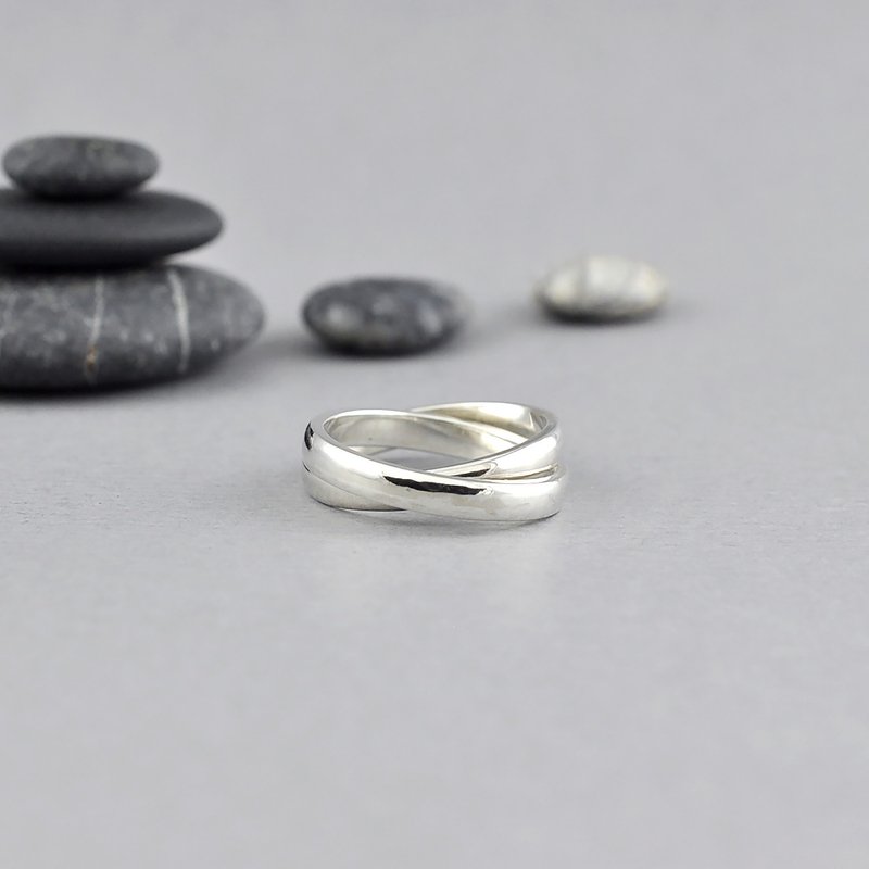 雙環戒指 925純銀 Men's jewelry - 戒指 - 純銀 銀色