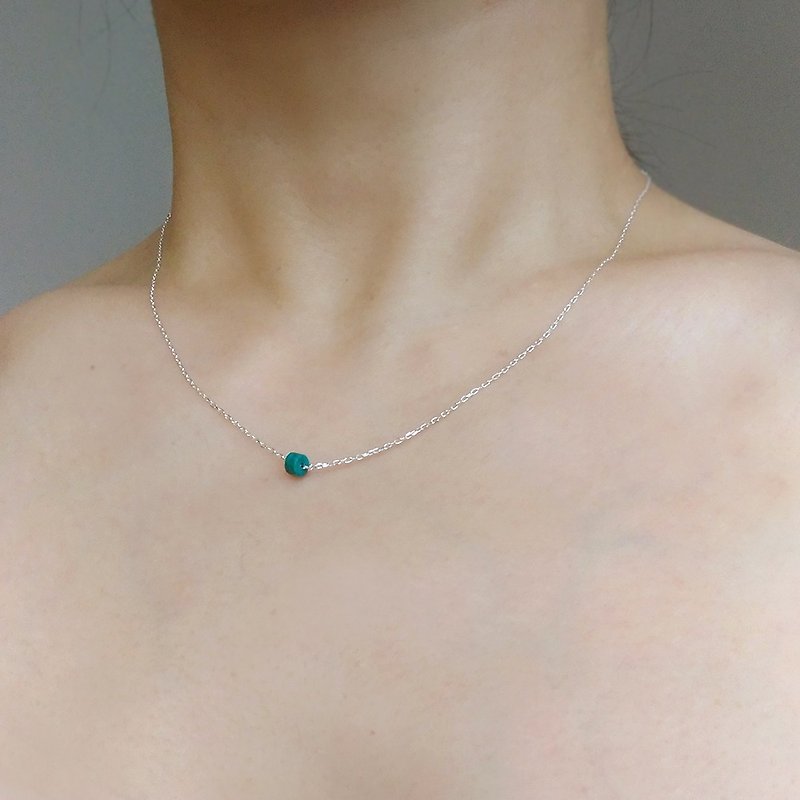 Sn007-Necklace-Pure Silver Turquoise Necklace - Necklaces - Silver Blue
