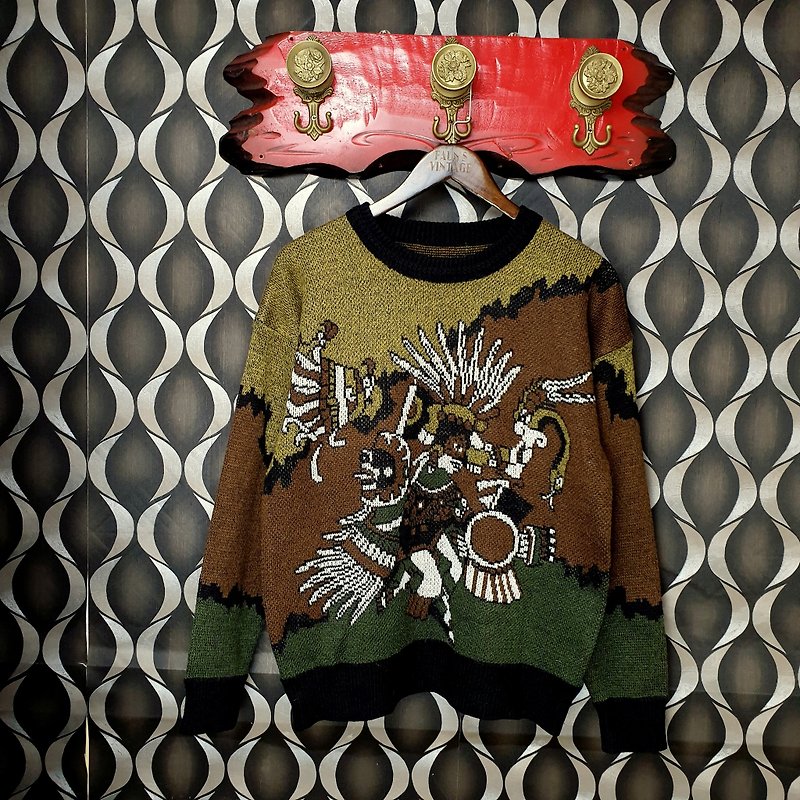 Little Turtle Gege - Japanese - Indian Chief Knit Sweater - สเวตเตอร์ผู้ชาย - ไฟเบอร์อื่นๆ 