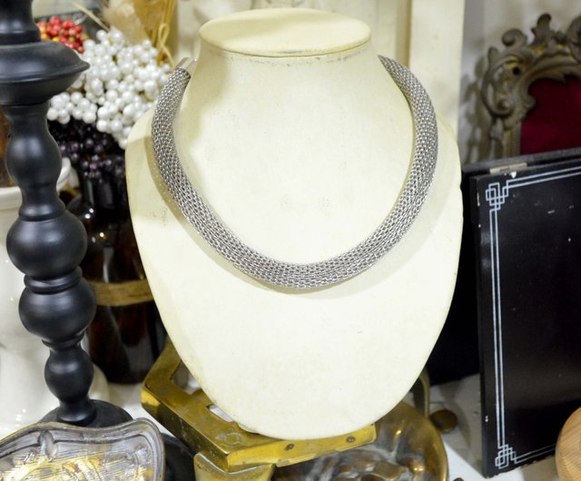 Advanced Technology Retro woven Silver plated thick necklace