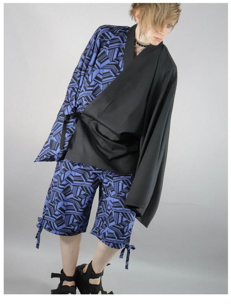 Jinbei Furisode Geometric Pattern Japan Gothic Rock DRT2783 - Other - Polyester 