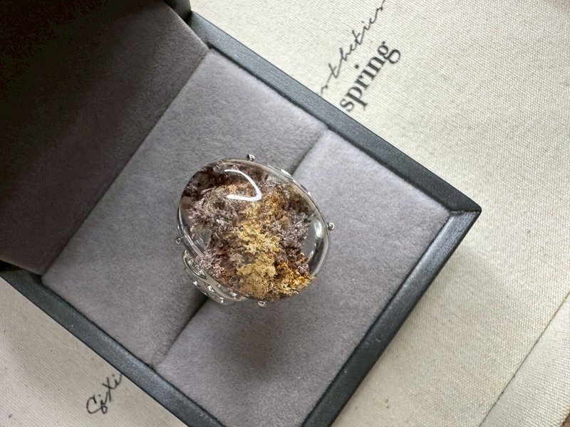紫粉黃幽靈水晶 s 925銀戒 - 戒指 - 水晶 