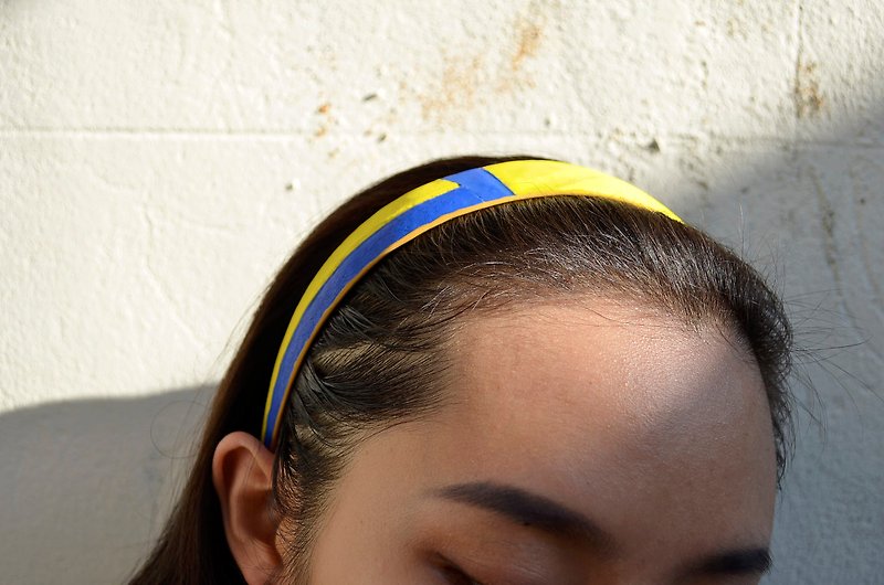 Volleyball x headband / wide version / mikasa yellow, blue and white No. 004 - ที่คาดผม - ยาง สีเหลือง