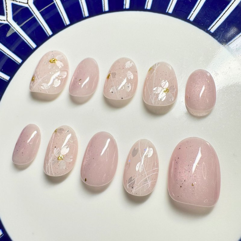 櫻花蜜語 | 手工穿戴甲 | 採用日韓香港產品製作 | 甲片形狀可選 - 其他 - 其他材質 