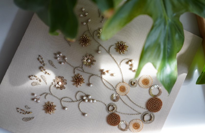 DIY法式刺繡斜跨包/裝飾畫/漠上花開 - 編織/刺繡/羊毛氈/縫紉 - 繡線 