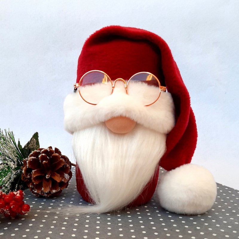 Santa Gnome Christmas Decorations Handmade, Christmas Gnomes, Norway Gnome - ตุ๊กตา - วัสดุอื่นๆ สีแดง