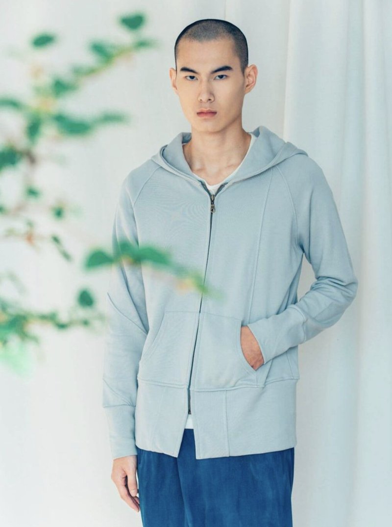 Pull Hood Jacket (Gray) Organic Cotton - เสื้อโค้ทผู้ชาย - ผ้าฝ้าย/ผ้าลินิน สีเทา