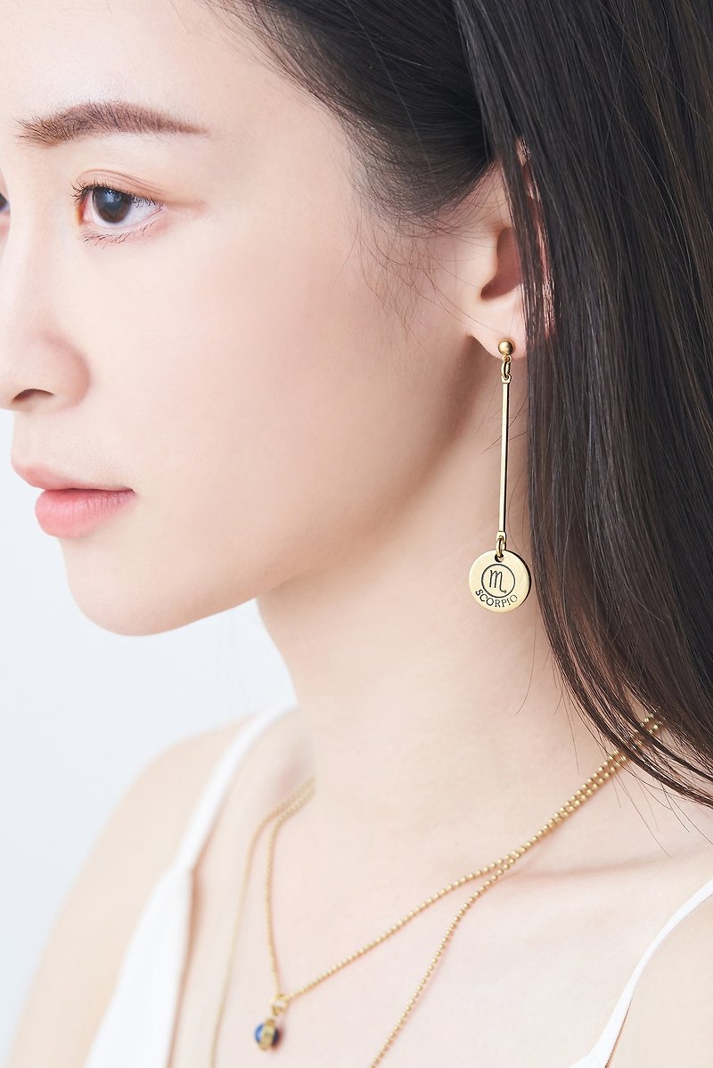 Zodiac symbol single long earring - Earrings & Clip-ons - Other Metals 