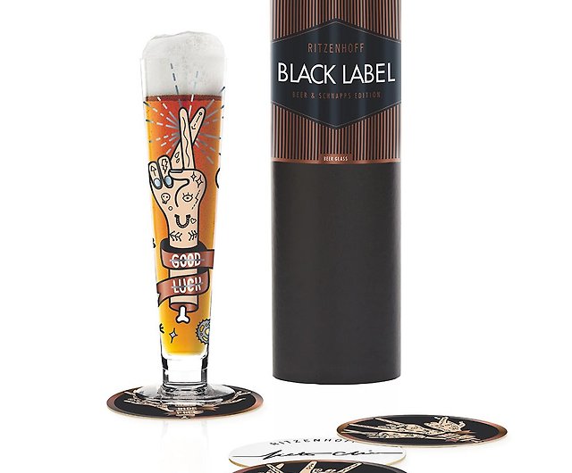 BLACK Glasses - RITZENHOFF classic LABEL Bar label black Pinkoi Drinkware - beer German & RITZENHOFF Shop