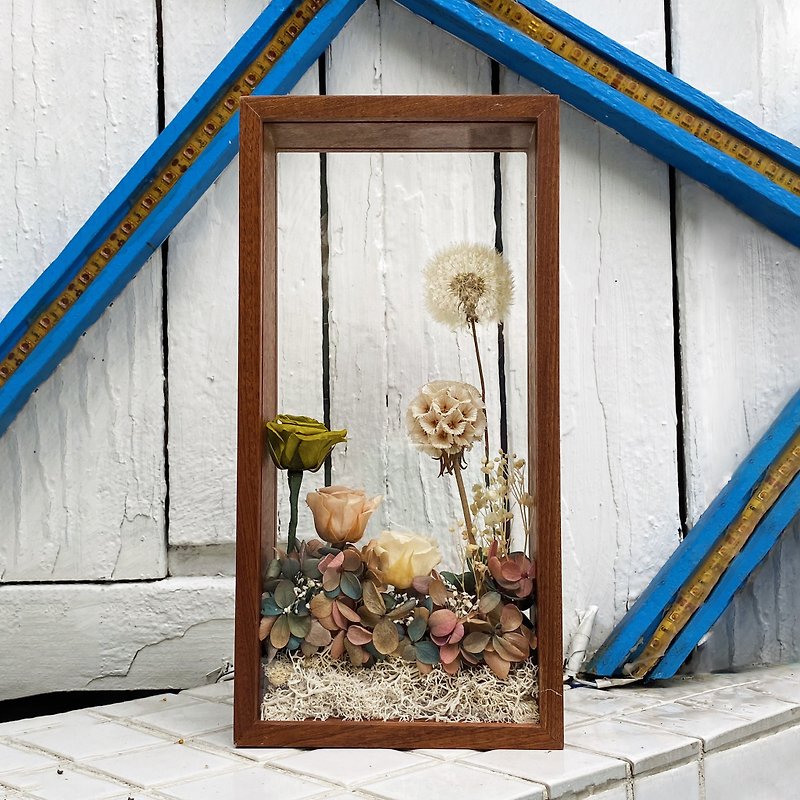 Dandelion Rose Micro Landscape Retro Double-sided Photo Frame Garden Immortal Picture Frame - Picture Frames - Plants & Flowers Brown