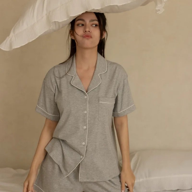 想睡好覺莫代爾棉情侶套裝-晨霧灰 女裝 - 居家服/睡衣 - 棉．麻 銀色