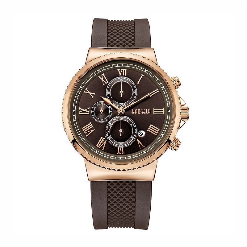 EUROPE SPECIAL EDITION Collection - MILANO Brown Rose Gold Dial / Brown Silicone - นาฬิกาผู้ชาย - วัสดุอื่นๆ สีนำ้ตาล