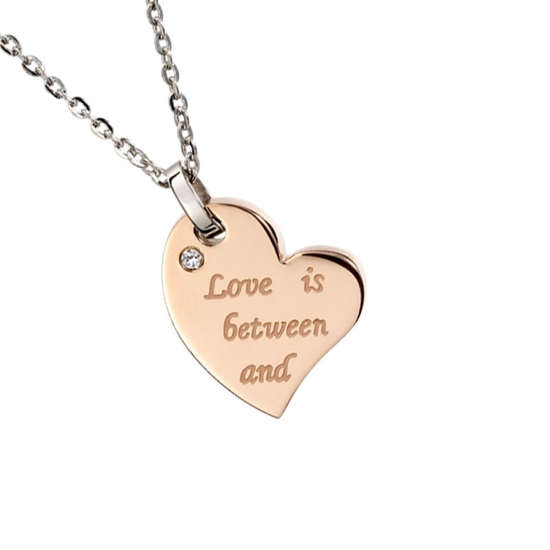 ::Free Lettering:: Love Heart Combination West German Steel Necklace - Women's - สร้อยคอ - สแตนเลส สีเงิน