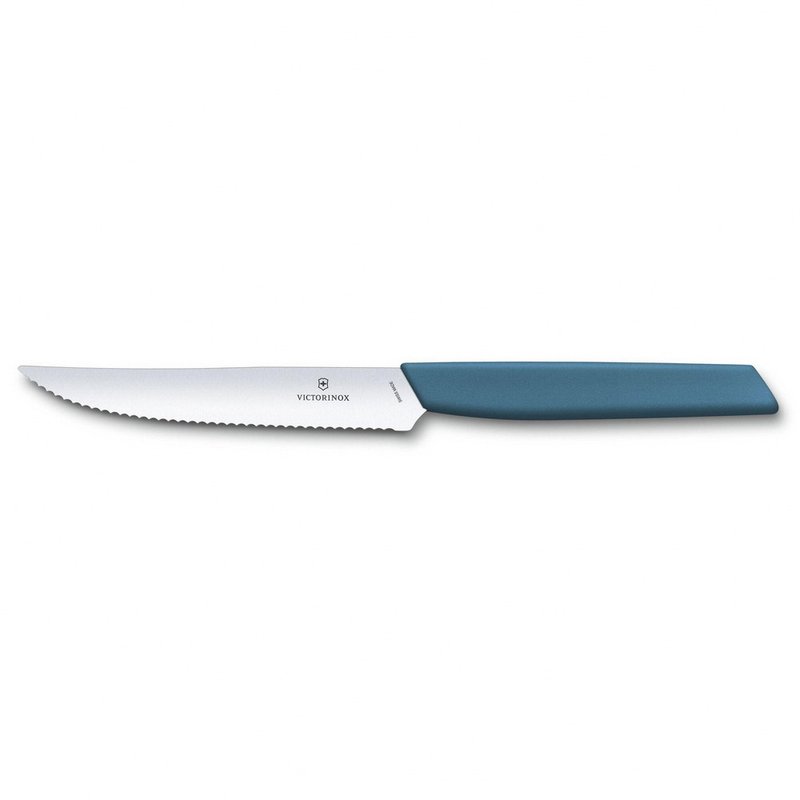 VICTORINOX 瑞士維氏 Swiss Modern 牛排刀 12cm 藍 6.9006.12W2 - 露營用品 - 不鏽鋼 藍色