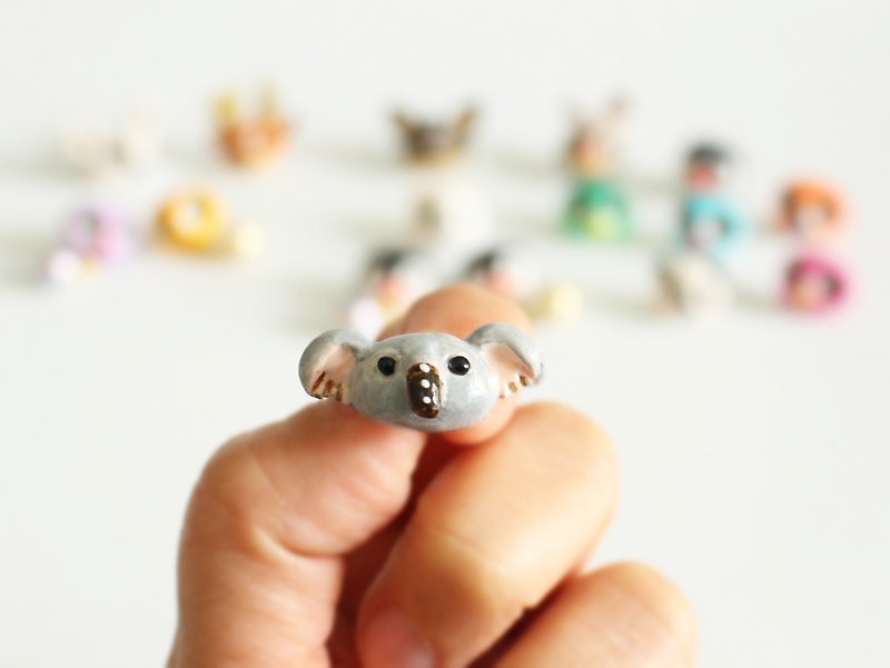 Koala stud earrings / clip on earrings - Earrings & Clip-ons - Pottery Gray