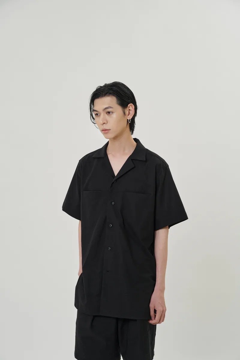 wide national collar shirt - Men's Shirts - Cotton & Hemp Black