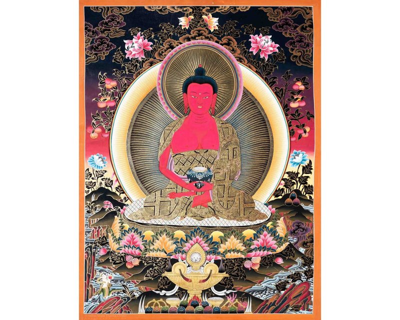 傳統阿彌陀佛唐卡 – 佛教裝飾 - 壁貼/牆壁裝飾 - 其他材質 多色