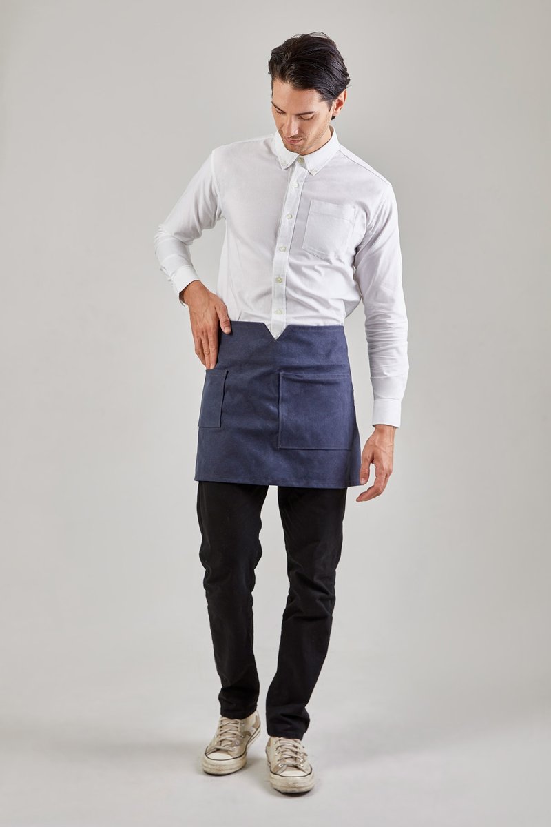 12C Short Apron (Charcoal Blue) 短圍裙 - 圍裙 - 棉．麻 藍色