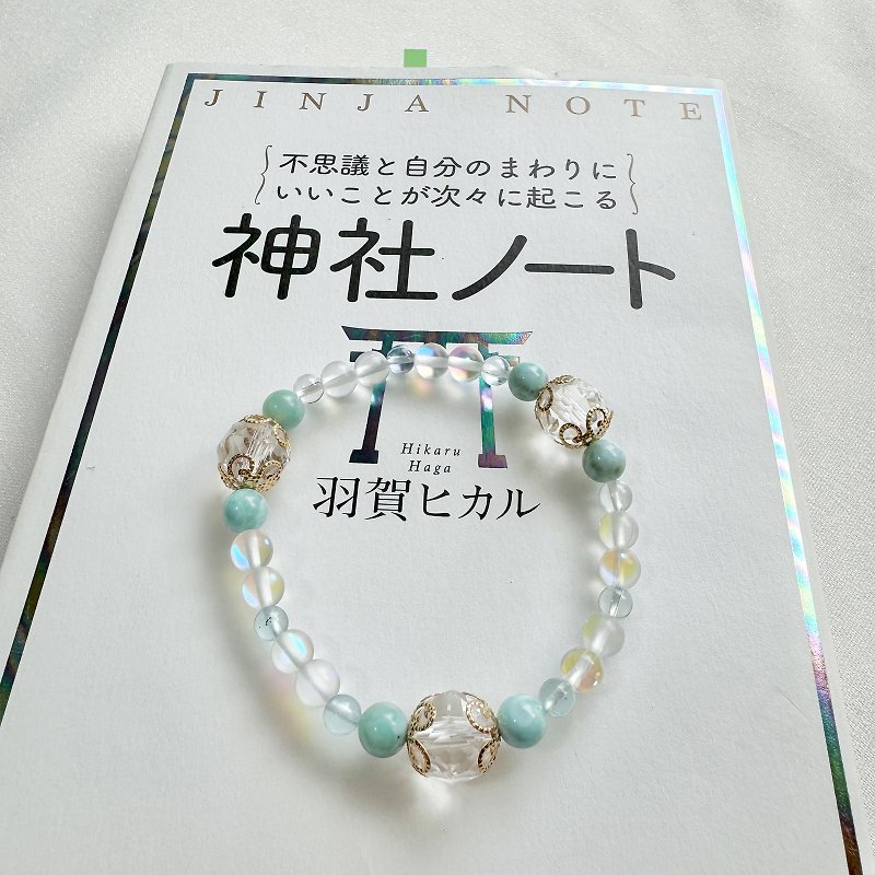 Aquamarine Paula Lima Czech glass white crystal bracelet gift energy Stone 2024 Japan direct mail - สร้อยข้อมือ - คริสตัล สีน้ำเงิน