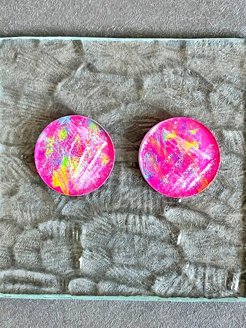 Circle L Earrings/ Clip-On No.181 - Earrings & Clip-ons - Plastic Multicolor