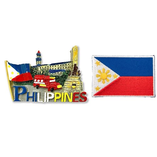 A-ONE 菲律賓3D立體磁鐵+菲律賓國旗電繡貼【2件組】彩色磁鐵 冰箱磁鐵