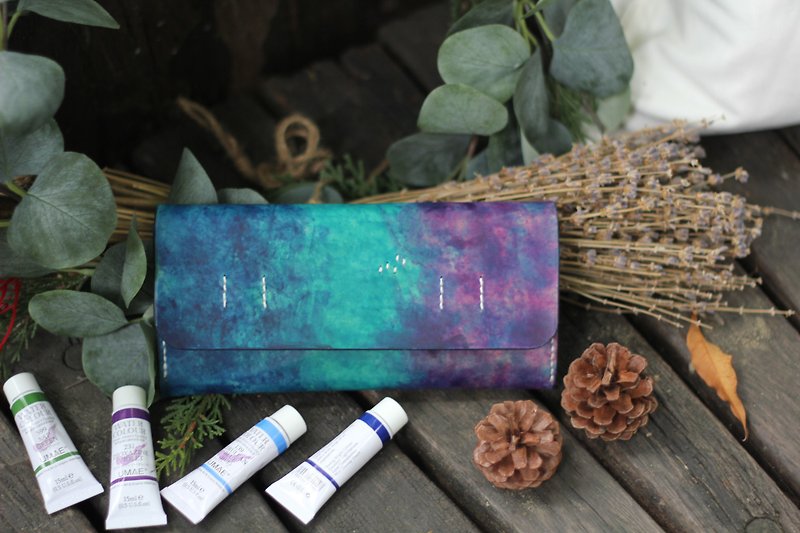 Accordion vegetable tanned leather long wallet - You are my lucky star - Wallets - Genuine Leather Purple