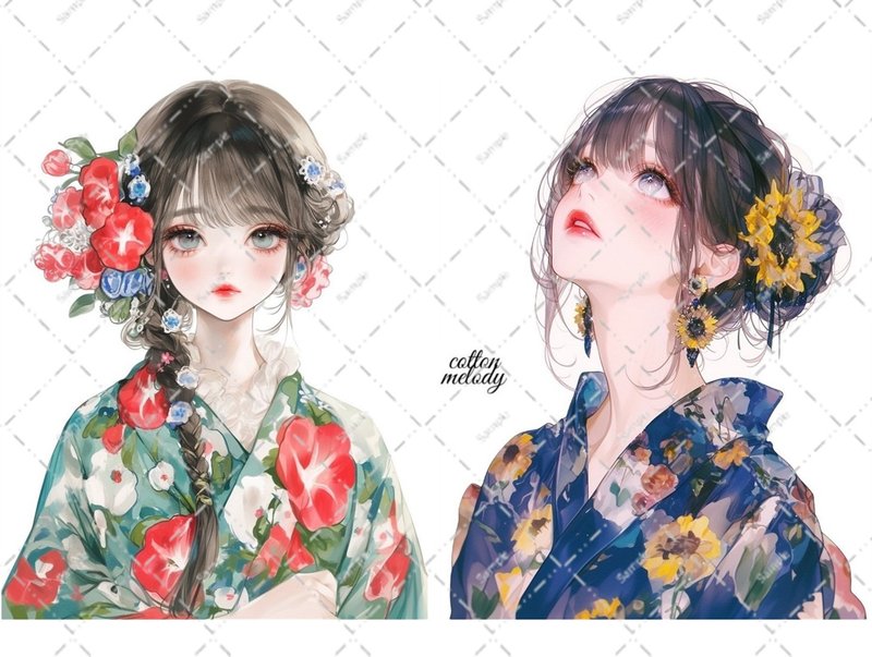 original sticker no.6564 人物ステッカー オリジナルステッカー 人物ステッカー 女の子ステッカー オリジナル人物ステッカー - 貼紙 - 紙 