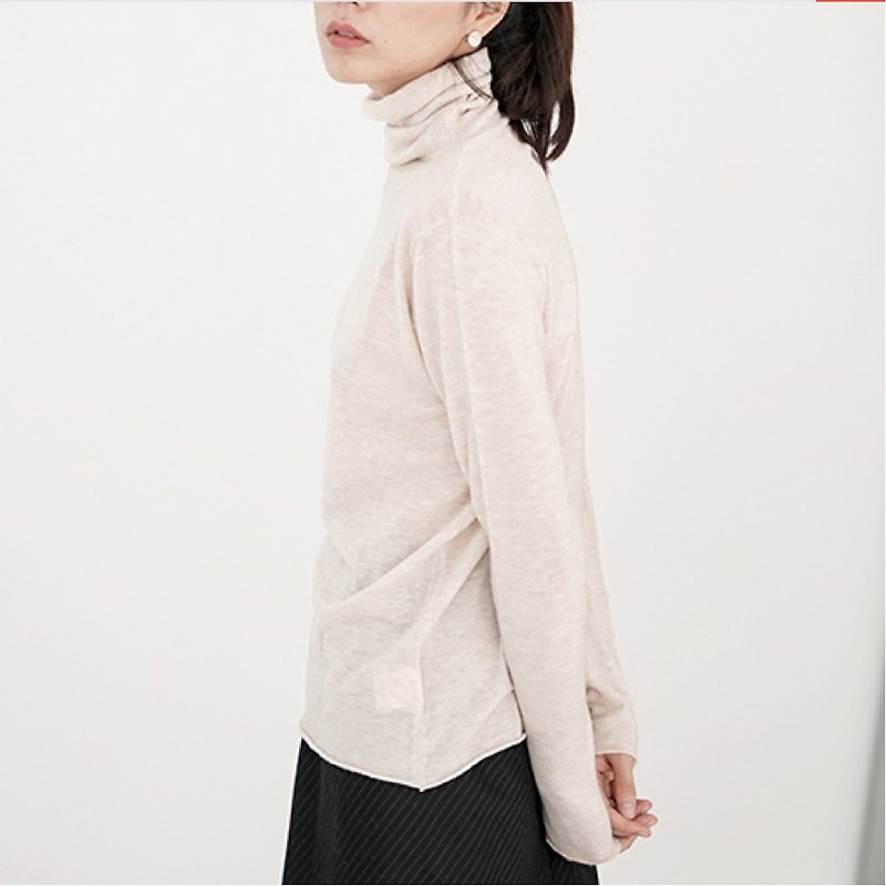 Light oatmeal high collar versatile self-cultivation bottom pile pile collar inner blouse Merino 100% wool sweater - Women's Sweaters - Wool White