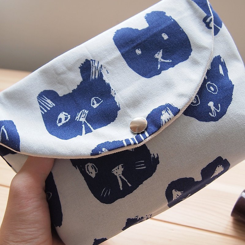 【猫】手作りコスメティックバッグ収納袋収納袋北欧風カラー - ポーチ - コットン・麻 